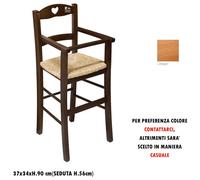 SEDIA SGABELLO SEDIOLONE SEGGIOLONE BABY BAMBINO IN LEGNO DI FAGGIO SEDUTA PAGLI