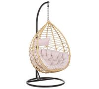 Sedia Sospesa con Cesta di Rattan Beige per Interno ed Esterno Arsita