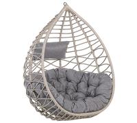Sedia Sospesa con Cesta di Rattan Grigio per Interno ed Esterno Arsita