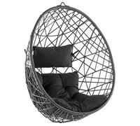Sedia Sospesa con Cesta di Rattan Nero per Interno ed Esterno Boho Alatri