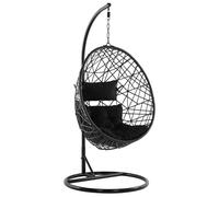 Sedia Sospesa con Cesta di Rattan Nero per Interno ed Esterno Boho Alatri