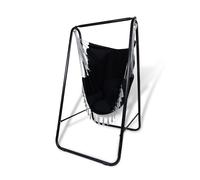 CCLIFE Sedia Amaca con supporto Sedia Sospesa Poltrona Sospesa da Giardino per interno Esterno Giardino Capacità di Carico 100 kg, Color:Nero