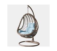 Sedia sospesa in vimini, altalena a dondolo per interni ed esterni, balcone, patio, in rattan naturale intrecciato a mano, sedia a uovo con cuscino, max 150 kg