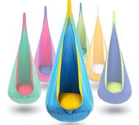 Sedia sospesa per esterni, amaca sospesa sedia da grotta con 1 cuscino e borsa, altalena sospesa XL max 59 kg sedile sospeso per interni per patio (blu 2)