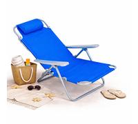 Sedia Spiaggina Prendisole Pieghevole Reclinabile 5 Posizioni Blu Mare Spaggia