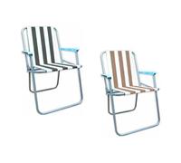 SEDIA SPIAGGINA RELAX IN FERRO TESSUTO OXFORD DECORO A RIGHE 2 COLORI 52X47X75CM