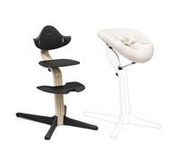 Sedia Stokke Nomi (Natural/Black) + Newborn Set (Black Grey Sand) - Include una cintura di sicurezza a 5 punti e un set di tessuti reversibili e lavabili - Sostiene fino a 150 kg