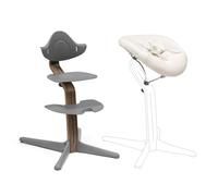 Sedia Stokke Nomi Noce (Grey) + Newborn Set (Gey Grey Sand) - Include una cintura di sicurezza a 5 punti e un set di tessuti reversibili e lavabili - Sostiene fino a 150 kg