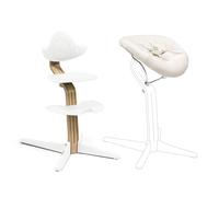 Sedia Stokke Nomi (White) + Newborn Set (White Grey Sand) - Include una cintura di sicurezza a 5 punti e un set di tessuti reversibili e lavabili - Sostiene fino a 150 kg
