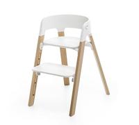 Sedia Stokke Steps, White/Natural - Sistema di seduta 5-1 - Seggiolone per neonati e bambini - Utilizzabile per tutta l’infanzia fino a 85 kg - Si assembla senza attrezzi ed è totalmente regolabile