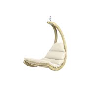 Sedia Swing crema galleggiante in legno con cuscino creme