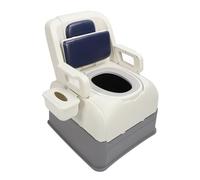 Sedia Toilette Comodino, Elevata capacità di Carico Sedia Toilette per WC con Braccioli Rimovibili Morbidi Imbottiti, con 2 Secchi, Vasino per il Controllo degli Odori