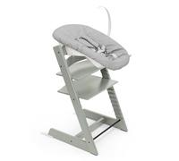 Sedia Tripp Trapp di Stokke (Glacier Green) con Newborn Set (Grigio) - Per neonati fino a 9 kg - Confortevole, sicuro e facile da usare