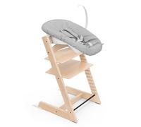 Sedia Tripp Trapp di Stokke (Naturale) con Newborn Set (Grigio) - Per neonati fino a 9 kg - Confortevole, sicuro e facile da usare
