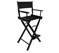 Sedia trucco pieghevole in legno con poggiapiedi e braccioli - poltrona make-up portatile per truccatori, saloni e home studio - leggera, richiudibile, rivestimento impermeabile, portata 140 kg
