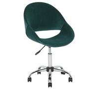 Sedia Ufficio Girevole Velluto Verde Base Argento Altezza Regolabile Selma