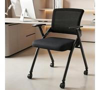 Sedia Ufficio Pieghevole Su Ruote Poltroncina Con Tavoletta Scrittoio Sedia Conferenza Con Schienale In Rete Design Impilabile Ideale per Conferenze Accoglienza Ospiti e Home Office Black-Wheels