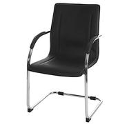 Sedia ufficio sala attesa studio a slitta Samara acciaio 56x56x93cm - nero