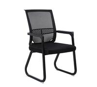 Sedia ufficio senza ruote, Sedia scrivania con schienale medio for ospiti, Base in tessuto a rete e struttura in acciaio, Sedie da ricevimento con braccioli for sala d'attesa, Sala riunioni(Black)