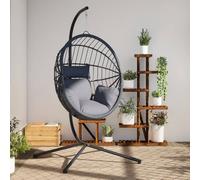vidaXL Sedia Uovo Sospesa e Supporto Grigio Chiaro Polyrattan/Acciaio