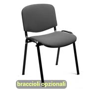 Sedia visitatore 4 gambe Unisit Dado D5S acciaio nero - rivestimento Eco - grigi