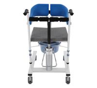 Sedia WC blu con ruote per anziani, sedia sollevatore manuale, sedia impermeabile per WC, aiuto per il trasferimento di servizi igienici malati, anziani, disabili e donne incinte