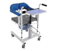 Sedia WC per anziani, capacità 100 kg, regolabile in altezza, 42-60 cm, secchio rimovibile, comodino con ruote, comodo cuscino in spugna, per il trasferimento dei pazienti (blu)