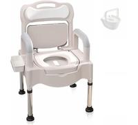 Sedia wc per anziani, sedia da bagno portatile regolabile in altezza con braccioli e coperchio, sedia da bagno per uso domestico, anziani e disabili