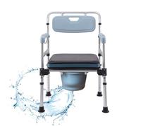 Sedia WC per Anziani,Sedia per WC Regolabile in Altezza,Sgabello per Doccia con Secchio per WC e Bracciolo,Schienale,Antiscivolo per la Doccia per Disabili,Ssgabello per Doccia Fino a 120kg(A)