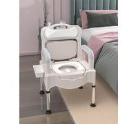 Sedia WC per anziani, WC da comodino, sedia da comodino, comodini sopra il WC, vasino per adulti per anziani, WC portatili per uso domestico, altezza regolabile, fino a 350 libbre(B)