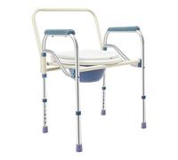Sedia WC pieghevole per anziani, sedia a rotelle portatile, regolabile in altezza 65-75 cm, portata 150 kg, con braccioli e secchio WC