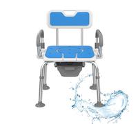 Sedia WC Portatile per Anziani,Sedia WC Regolabile in Altezza con Braccioli e Schienale e Secchio Igienico,Sedia con Buco WC Comoda WC Portatile Toilette per Anziani e Disabili,120 kg(D)