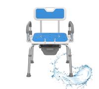 Sedia WC Portatile per Anziani,Sedia WC Regolabile in Altezza con Braccioli e Schienale e Secchio Igienico,Sedia con Buco WC Comoda WC Portatile Toilette per Anziani e Disabili,120 kg(C)