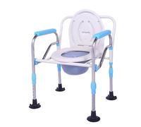 Sedia WC portatile, sedia comoda da letto regolabile in altezza con secchio e cuscinetto antiscivolo a ventosa, WC pieghevole antiscivolo, per adulti disabili e anziani(White)