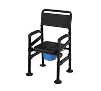 Sedia WC Regolabile in Altezza,Sedia da Toilette Antiscivolo con Seduta Imbottita e Secchio per WC,Sedia da Comodino con Bracciolo e Schienale,Sedia da Doccia Portatile Sgabello,120kg(B)