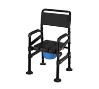 Sedia WC Regolabile in Altezza,Sedia da Toilette Antiscivolo con Seduta Imbottita e Secchio per WC,Sedia da Comodino con Bracciolo e Schienale,Sedia da Doccia Portatile Sgabello,120kg(A)