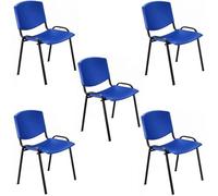 SEDIAOFFICE - 5 Sedie Ufficio Senza Ruote, Sedia Scrivania Ergonomica, per Studio, Sala D'Attesa, Sala Riunioni e Conferenze, Comoda Sedia Ufficio Economica Senza Braccioli (Blu)