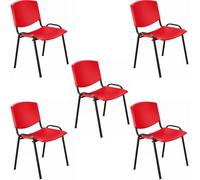 SEDIAOFFICE - 5 Sedie Ufficio Senza Ruote, Sedia Scrivania Ergonomica, per Studio, Sala D'Attesa, Sala Riunioni e Conferenze, Comoda Sedia Ufficio Economica Senza Braccioli (Rosso)