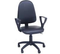 SEDIAOFFICE - Sedia Direzionale Ufficio a Contatto Permanente, Sedia da Ufficio Ergonomica Ideale per Chi Passa Tante Ore Seduto, Made in Italy (Piedini Fissi, Nero Ecopelle)