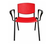 SEDIAOFFICE - Sedie Ufficio Senza Ruote con Braccioli, Sedia Scrivania Ergonomica, per Studio, Sala D'Attesa, Sala Riunioni e Conferenze, Comoda Sedia Ufficio Economica (Rosso)