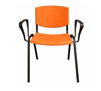 SEDIAOFFICE - Sedie Ufficio Senza Ruote con Braccioli, Sedia Scrivania Ergonomica, per Studio, Sala D'Attesa, Sala Riunioni e Conferenze, Comoda Sedia Ufficio Economica (Arancio)