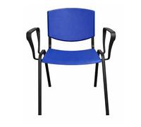 SEDIAOFFICE - Sedie Ufficio Senza Ruote con Braccioli, Sedia Scrivania Ergonomica, per Studio, Sala D'Attesa, Sala Riunioni e Conferenze, Comoda Sedia Ufficio Economica (Blu)