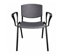 SEDIAOFFICE - Sedie Ufficio Senza Ruote con Braccioli, Sedia Scrivania Ergonomica, per Studio, Sala D'Attesa, Sala Riunioni e Conferenze, Comoda Sedia Ufficio Economica (Grigio Antracite)