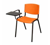 SEDIAOFFICE - Sedie Ufficio Senza Ruote con Bracciolo e Tavoletta, Sedia Scrivania per Studio, Sala Riunioni e Conferenze, Comoda Sedia Ufficio Economica in Plastica resistente (Arancio)