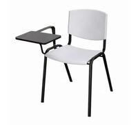 SEDIAOFFICE - Sedie Ufficio Senza Ruote con Bracciolo e Tavoletta, Sedia Scrivania per Studio, Sala Riunioni e Conferenze, Comoda Sedia Ufficio Economica in Plastica resistente (Grigio Chiaro)