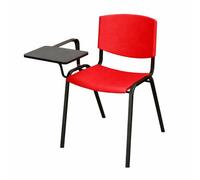 SEDIAOFFICE - Sedie Ufficio Senza Ruote con Bracciolo e Tavoletta, Sedia Scrivania per Studio, Sala Riunioni e Conferenze, Comoda Sedia Ufficio Economica in Plastica resistente (Rosso)