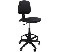 SEDIAOFFICE - Sgabello con Ruote e Schienale Regolabile in Altezza e Girevole, Sgabello Cassa da Lavoro per Ufficio, Reception Parrucchiere, Sale Giochi (No Braccioli, Ruote Base, Nero Ecopelle)
