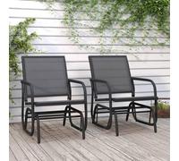 vidaXL Sedie a Dondolo Giardino 2pz Nere 61x76x87 Textilene e Acciaio