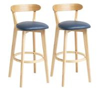 Sedie alte da bancone, sgabelli da cucina, set di 2 sgabelli da bar leggeri di lusso, sedie da bar for la colazione, seduta in PU e gambe in legno massello, sedie alte, mobili for soggiorno e sala da