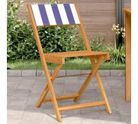 Sedie Bistrò 2pz Blu e Bianco Legno Massello Acacia e Tessuto, Outdoor Folding Chairs for Garden Patio Balcony, Weather Resistant Acacia Wood Dining Chairs with Polyester Fabric, Foldable Design